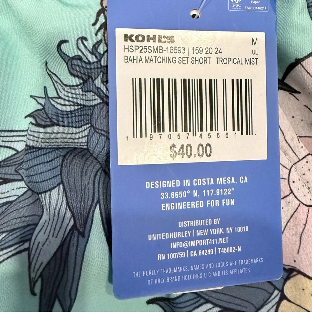NWT Hurley Phantom Poolside pineapple print swim trunks size men’s medium
